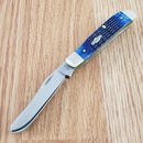 Case XX Mini Trapper Pocket Knife Surgical Steel Blades Navy Blue Jigged Bone Handle 02838
