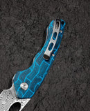 Bestech Knives Skirmish Linerlock Folding Knife 3.25" Damascus Steel Blade Blue / Black Damascus G10 Handle