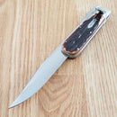 Marbles Bowie Folding Knife 4" Satin Stainless Blade Brown Jigged Bone Handle
