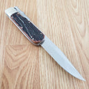 Marbles Bowie Folding Knife 4" Satin Stainless Blade Brown Jigged Bone Handle