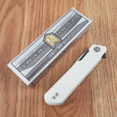 Bestech Knives Bestechman Dundee Linerlock Folding Knife 3.5" D2 Tool Steel Blade White G10 Handle