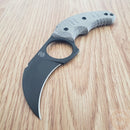 Bastinelli Creations Ligament Fixed Knife 2" Black PVD Coated Bohler M390 Steel Hawkbill Blade OD Green Canvas Micarta Handle
