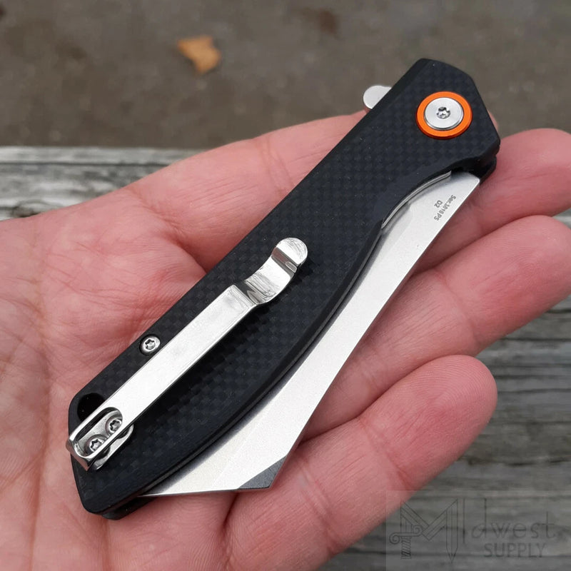 Artisan Tomahawk Linerlock Folding Knife 3" D2 Tool Steel Blade Black G10 Handle