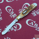 Case XX Cutlery Mini Trapper Pocket Knife Stainless Blades Amber Bone Handle
