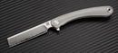 Artisan Orthodox Folding Knife 3.5" Damascus Steel Blade Gray Titanium Handle
