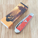Cattleman's Cutlery Pocket Knife 3Cr13 Steel Blades Red Delrin/Stainless Handle