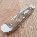 Case XX John Wayne Trapper Pocket Knife Stainless Steel Blades Curly Oak Handle 10703