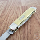 Case XX Cutlery Trapper Pocket Knife Carbon Steel Blades Smooth Yellow Synthetic Handle 00161