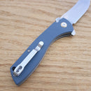 CJRB Kicker Recoil Lock Folding Knife 3.5" D2 Tool Steel Extended Tang Blade Blue-Gray Textured G10 Handle 1915BU