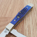 Frost Cutlery Coke Bottle Pocket Knife Stainless Steel Blades Blue Jigged Bone Handle