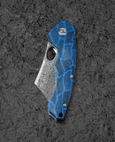 Bestech Knives Skirmish Linerlock Folding Knife 3.25" Damascus Steel Blade Blue / Black Damascus G10 Handle