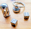 LionSTEEL Set of Two Steel Dice Comes In Acorn-Sized Steel Keychain Container