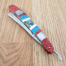 Rough Ryder Folding Razor 3.5" Mirror Finish Stainless Blade MOP/Abalone Handle