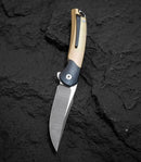 Bestech Knives Supernova Liner Folding Knife 3." Bohler M390 Steel Blade Gold Anodized Titanium Handle