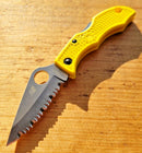 Spyderco Ladybug 3 Salt Knife 1.88" Serrated H2 Steel Blade Yellow FRN Handle