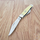 Rough Ryder Large Stockman Pocket Knife 440 Steel Blades Yellow Synthetic Handle