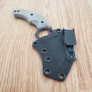 Bastinelli Creations Ligament Fixed Knife 2" Black PVD Coated Bohler M390 Steel Hawkbill Blade OD Green Canvas Micarta Handle