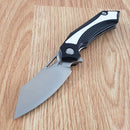 Bestech Knives Kasta Linerlock Folding Knife 3.5" 154CM Steel Blade Black And White G10 Handle