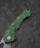 Bestech Knives Skirmish Linerlock Folding Knife 3.25" Damascus Steel Blade Green / Black G10 Handle