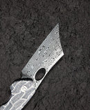 Bestech Knives Skirmish Linerlock Folding Knife 3.25" Damascus Steel Blade White / Black Damascus G10 Handle