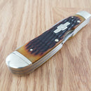 Rough Ryder Lockback Trapper Pocket Knife 440 Steel Blades Jigged Bone Handle