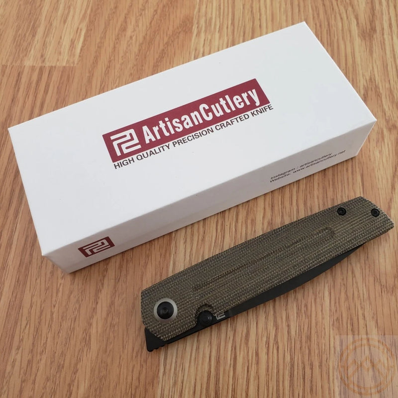 Artisan Sirius Linerlock Folding Knife 3.5" AR-RPM9 Steel Blade Micarta Handle