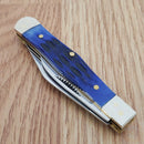 Frost Cutlery Coke Bottle Pocket Knife Stainless Steel Blades Blue Jigged Bone Handle