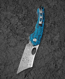 Bestech Knives Skirmish Linerlock Folding Knife 3.25" Damascus Steel Blade Blue / Black Damascus G10 Handle