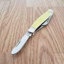 Rough Ryder Large Stockman Pocket Knife 440 Steel Blades Yellow Synthetic Handle