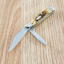Case XX Cutlery Penaut Pocket Knife Stainless Steel Blades Amber Bone Handle