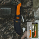 AccuSharp AccuZip Skinning Fixed Knife 4.25" 420 Steel Blade Non-Slip Rubber Grip In Blaze Orange Handle