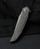 Bestech Knives Samari Folding Knife 3.88" Bohler M390 Steel Blade Gray Titanium Handle