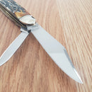 Rough Ryder Cattleman Pocket Knife Carbon Steel Blades Cinnamon Bone Stag Handle