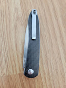 CJRB Ria Linerlock Folding Knife 3" 12C27 Sandvik Steel Blade Black Carbon Fiber Handle