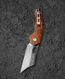 Bestech Knives Skirmish Linerlock Folding Knife 3.25" Damascus Steel Blade Black / Orange G10 Handle