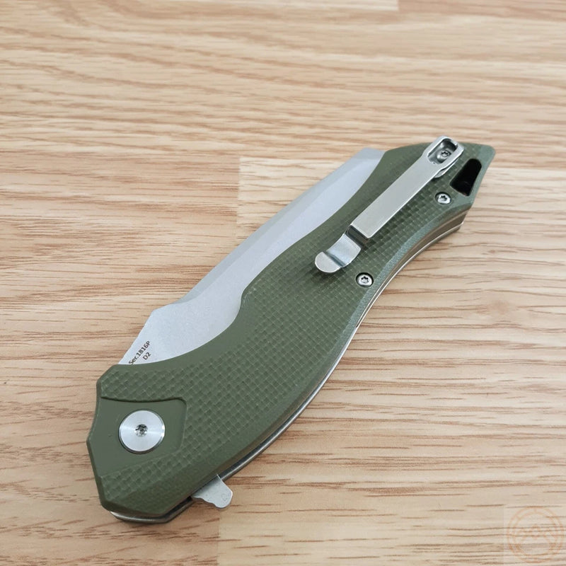 Artisan Eagle Liner Folding Knife 3.63" D2 Tool Steel Blade Green G10 Handle