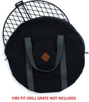Barebones Living Fire Pit Grill Grate Carry Round Bag Black Leather Tag Zippered