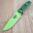 ESEE Model 4 Venom Fixed Knife 4.5" Powder Coated 1095HC Steel Full / Extended Tang Blade Machined Black And Green 3D Machined G10 Handle