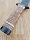 SOG Bowie 2.0 Fixed Knife 6.38" AUS-8 Steel Blade Leather/Steel Handle
