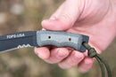 TOPS Mini Eagle XX Fixed Knife 3" 1095HC Steel Blade Black Linen Micarta Handle