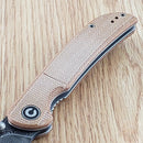 Civivi Imperium Folding Knife 3.5" Damascus Steel Blade Brown Micarta Handle