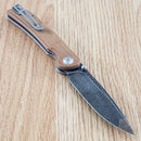 Civivi Imperium Folding Knife 3.5" Damascus Steel Blade Brown Micarta Handle