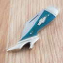 Rough Ryder Small Leg Folding Knife Stainless Blade Blue Smooth Bone Handle