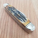 Rough Ryder Cattleman Pocket Knife Carbon Steel Blades Cinnamon Bone Stag Handle