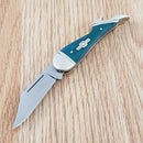 Rough Ryder Small Leg Folding Knife Stainless Blade Blue Smooth Bone Handle