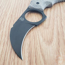 Bastinelli Creations Ligament Fixed Knife 2" Black PVD Coated Bohler M390 Steel Hawkbill Blade OD Green Canvas Micarta Handle