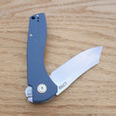 CJRB Kicker Recoil Lock Folding Knife 3.5" D2 Tool Steel Extended Tang Blade Blue-Gray Textured G10 Handle 1915BU