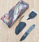 ESEE Model 3 Fixed Knife 3.75" Black Powder Coated Part Serrated 1095HC Steel Blade Micarta Handle 3SB