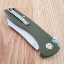 CJRB Kicker Recoil Lock Folding Knife 3.5" D2 Tool Steel Blade Green G10 Handle