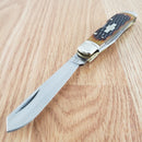 Rough Ryder Lockback Trapper Pocket Knife 440 Steel Blades Jigged Bone Handle